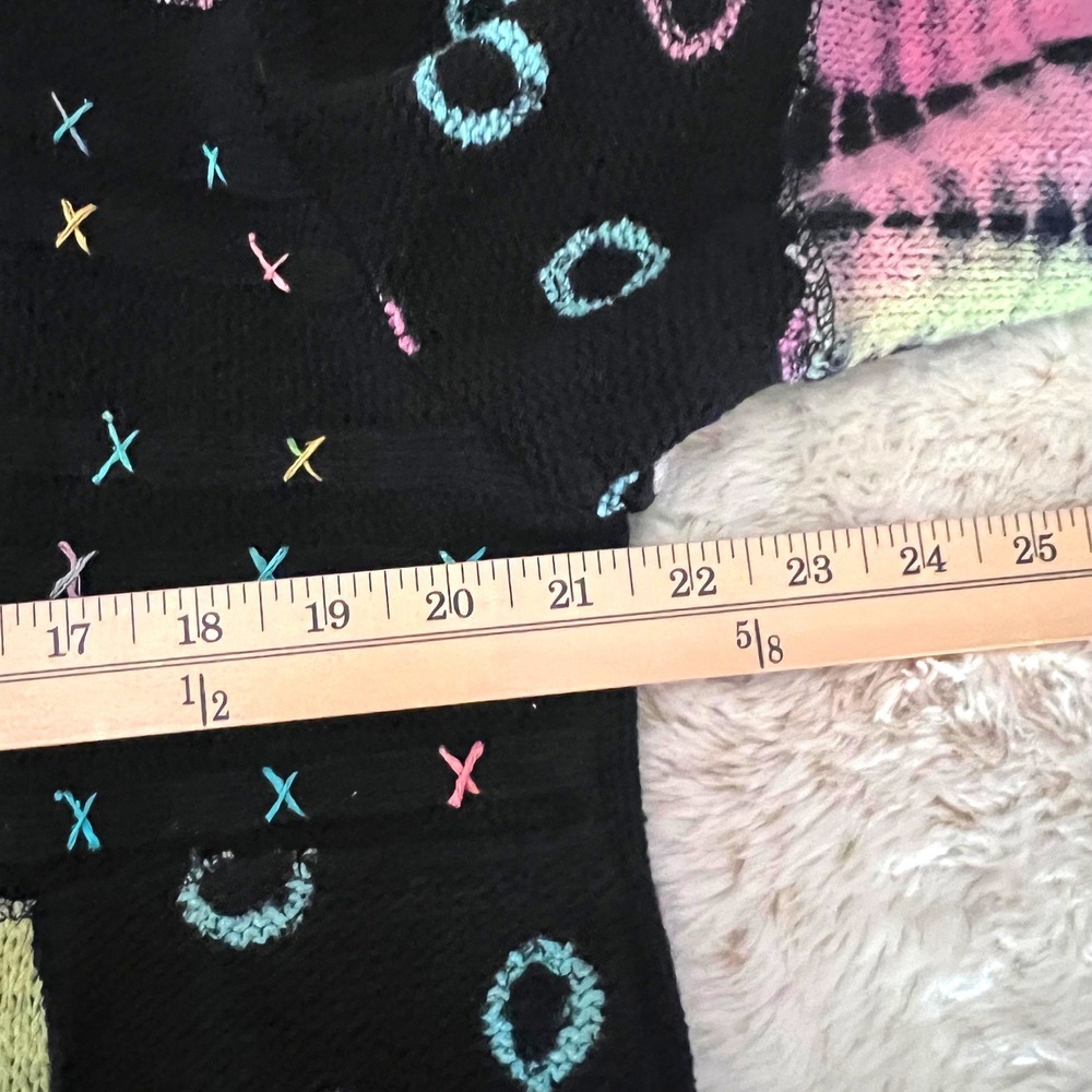 Vintage 80's Cotton Silk Patchwork Cardigan Sweater Black Multi Art to Wear M - Picture 8 of 10